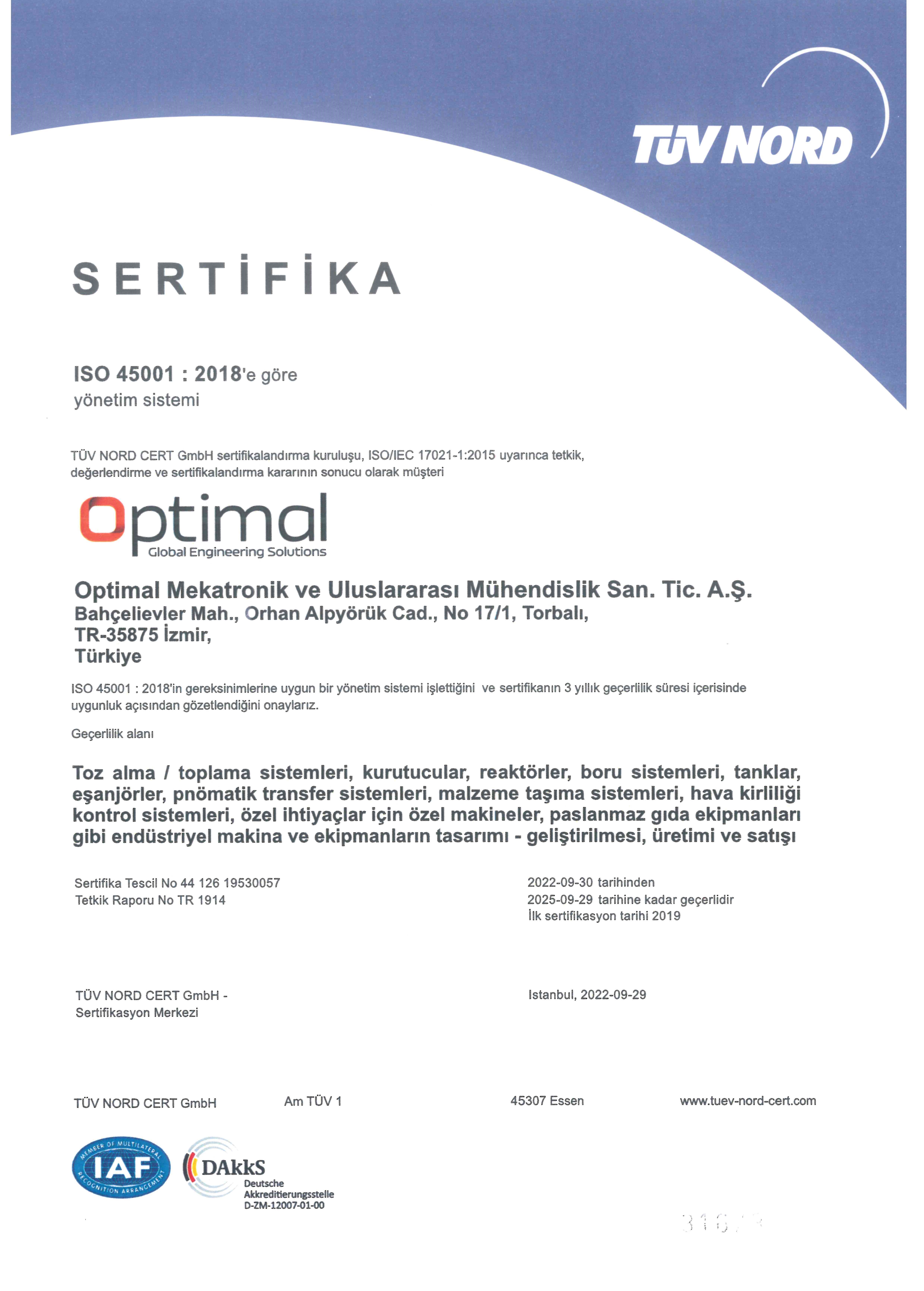 optimal iso 45001 2018